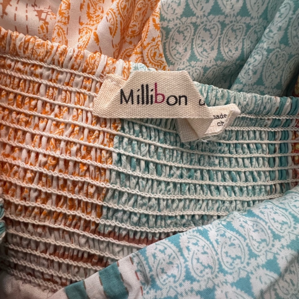 Millibon Boho Patchwork Midi Dress Spaghetti Stra… - image 3